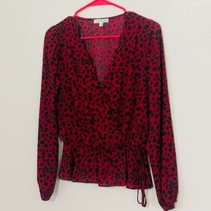 Red spliced blouse